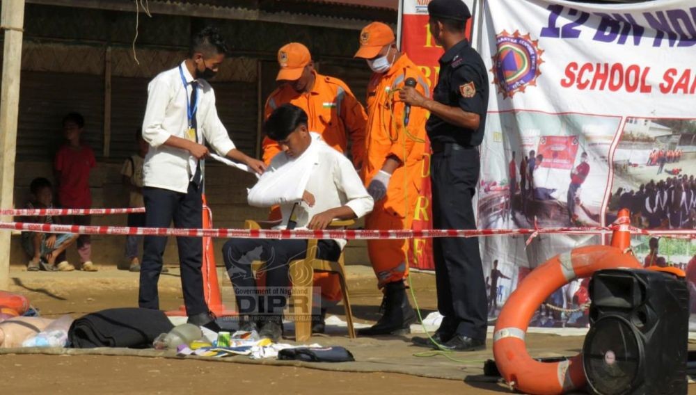 DDMA Kiphire in partnership with the 12th Battalion, NDRF Itanagar, Arunachal Pradesh conducted a mock earthquake exercise on August 22 & 23 at Mount Horeb Baptist School, Pungro Town.  (DIPR Photo)